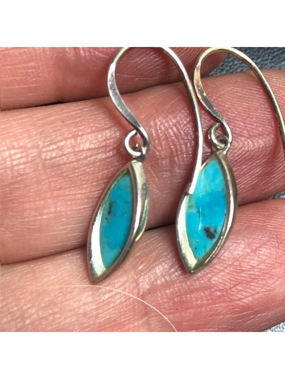 9019 Boma sterling silver 925 blue inlay dangle earrings